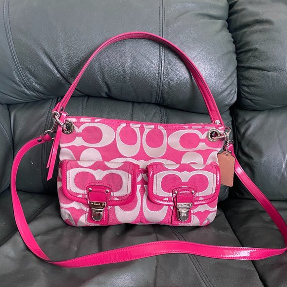 Coach Handbags - Coach Hot Pink Signature Poppy